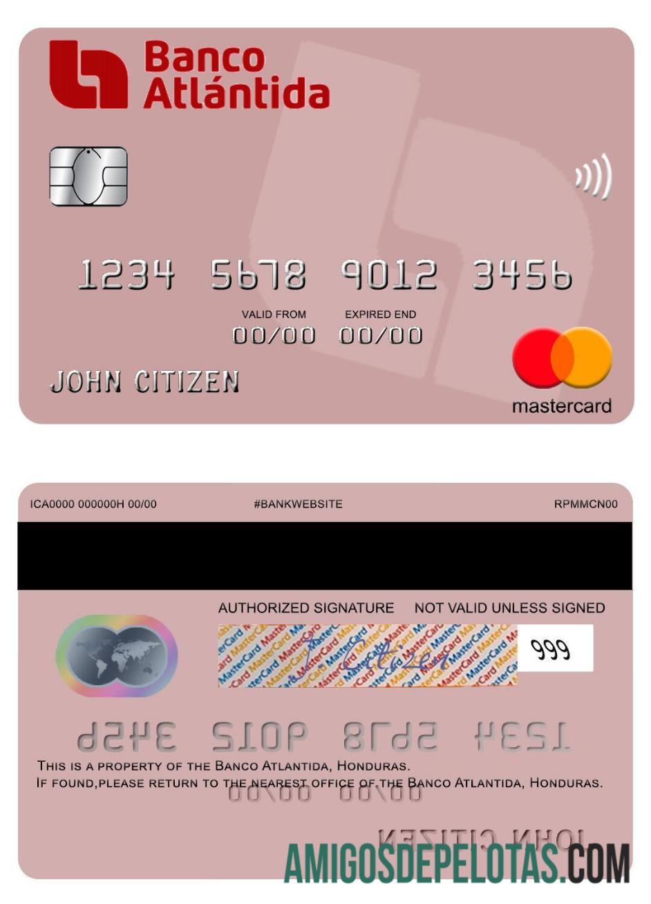 Honduras Banco Atlantida Mastercard exemplo real